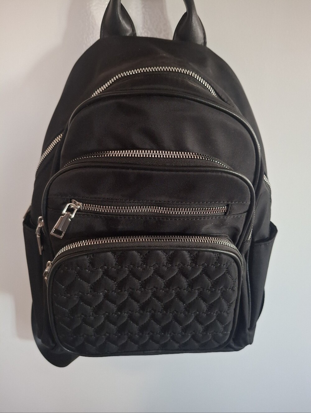 Black Quilted Front Pocket Backpack